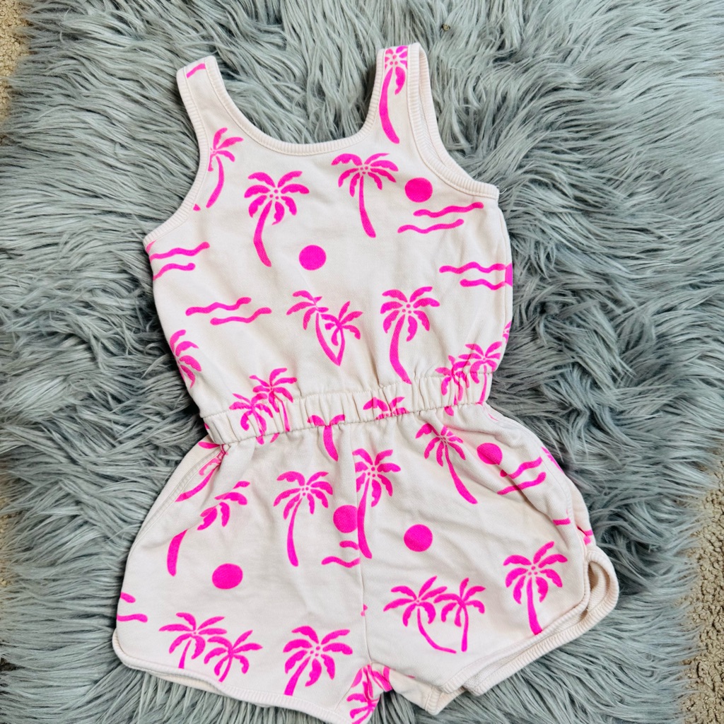 Zara Kids Romper With Pink Palm Print